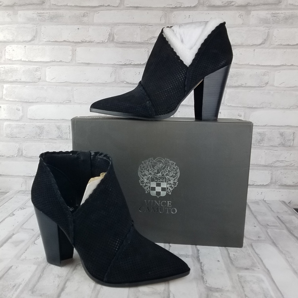 VINCE CAMUTO Lamorna Perforated Suede Ankle Boots